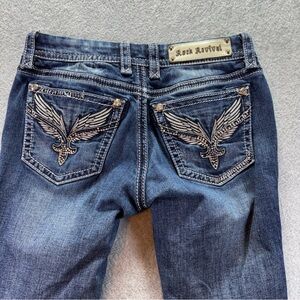 Rock Revival Lucille Skinny Jeans Women's 27Fleur de Lis Embroidered Pockets